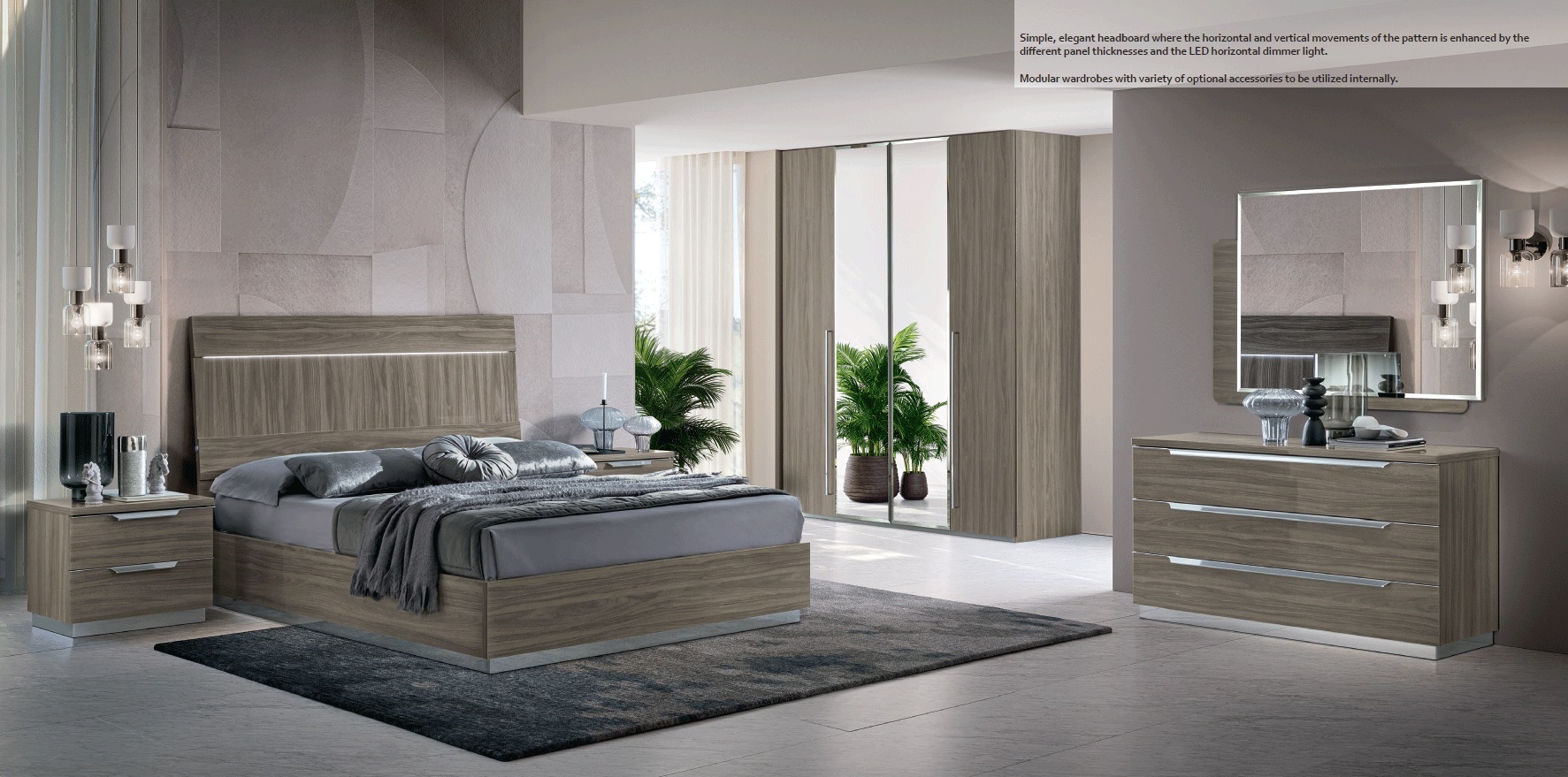Modern Kroma Grey Bed with Light - Thumbnail 5