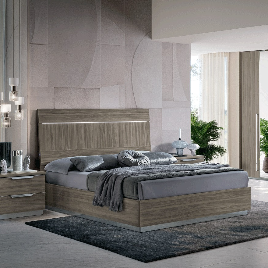 Modern Kroma Grey Bed with Light - Thumbnail 3