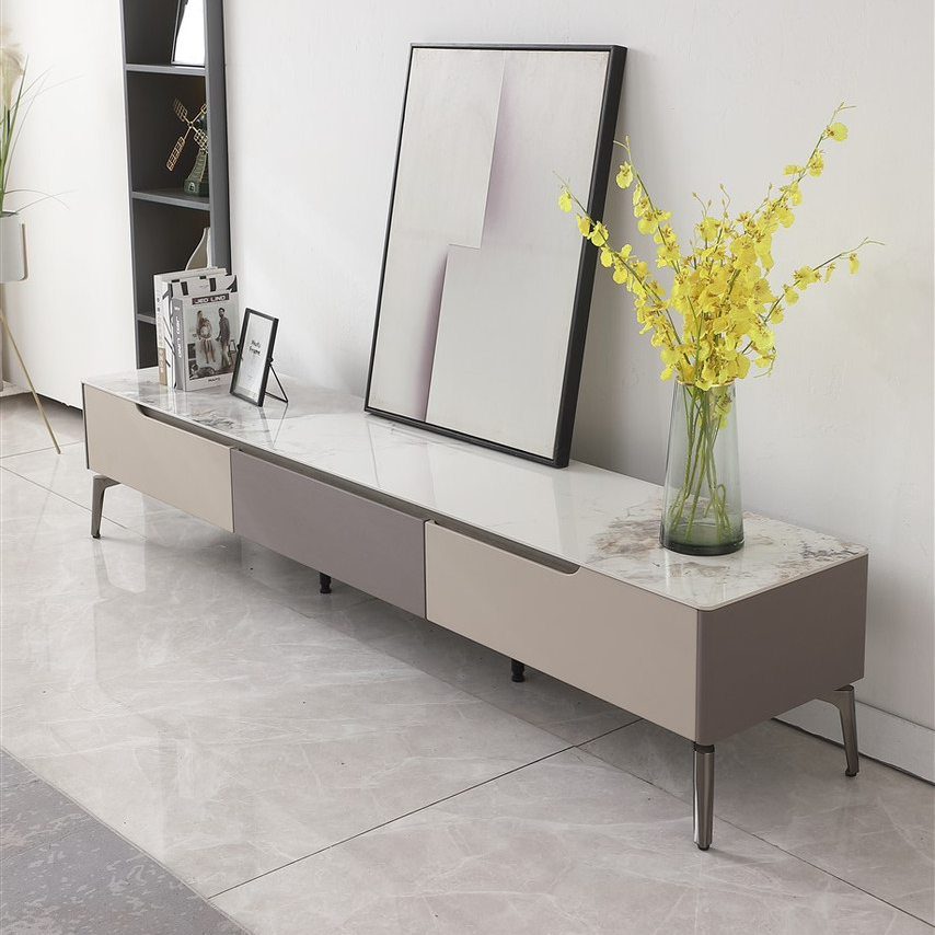 Luna Storage TV Stand with Marble Style Top