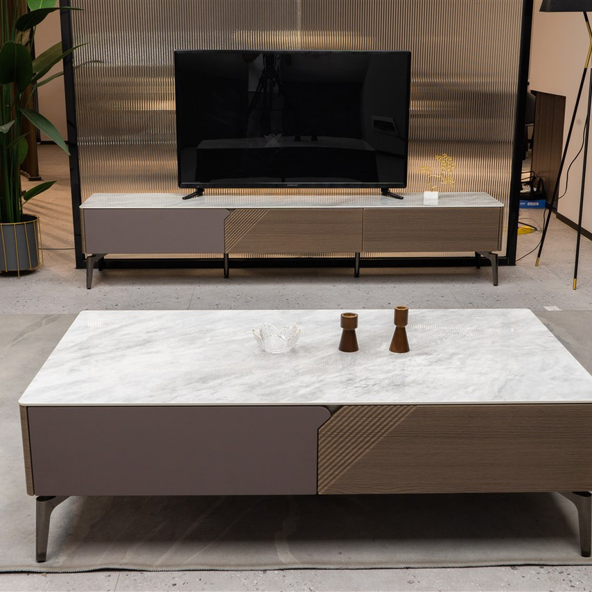 Mia Storage TV Stand with Carrera Style Top - Thumbnail 3