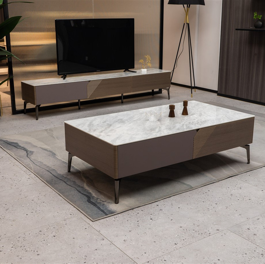 Mia Storage TV Stand with Carrera Style Top - Thumbnail 5