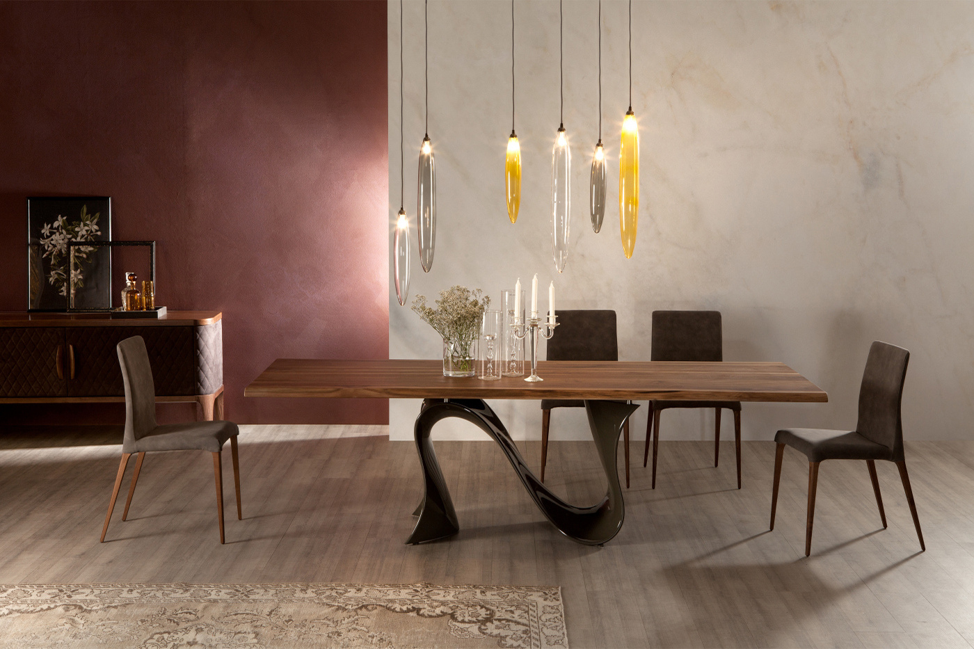 Tonin Casa Wave Wood Dining Table - Thumbnail 3