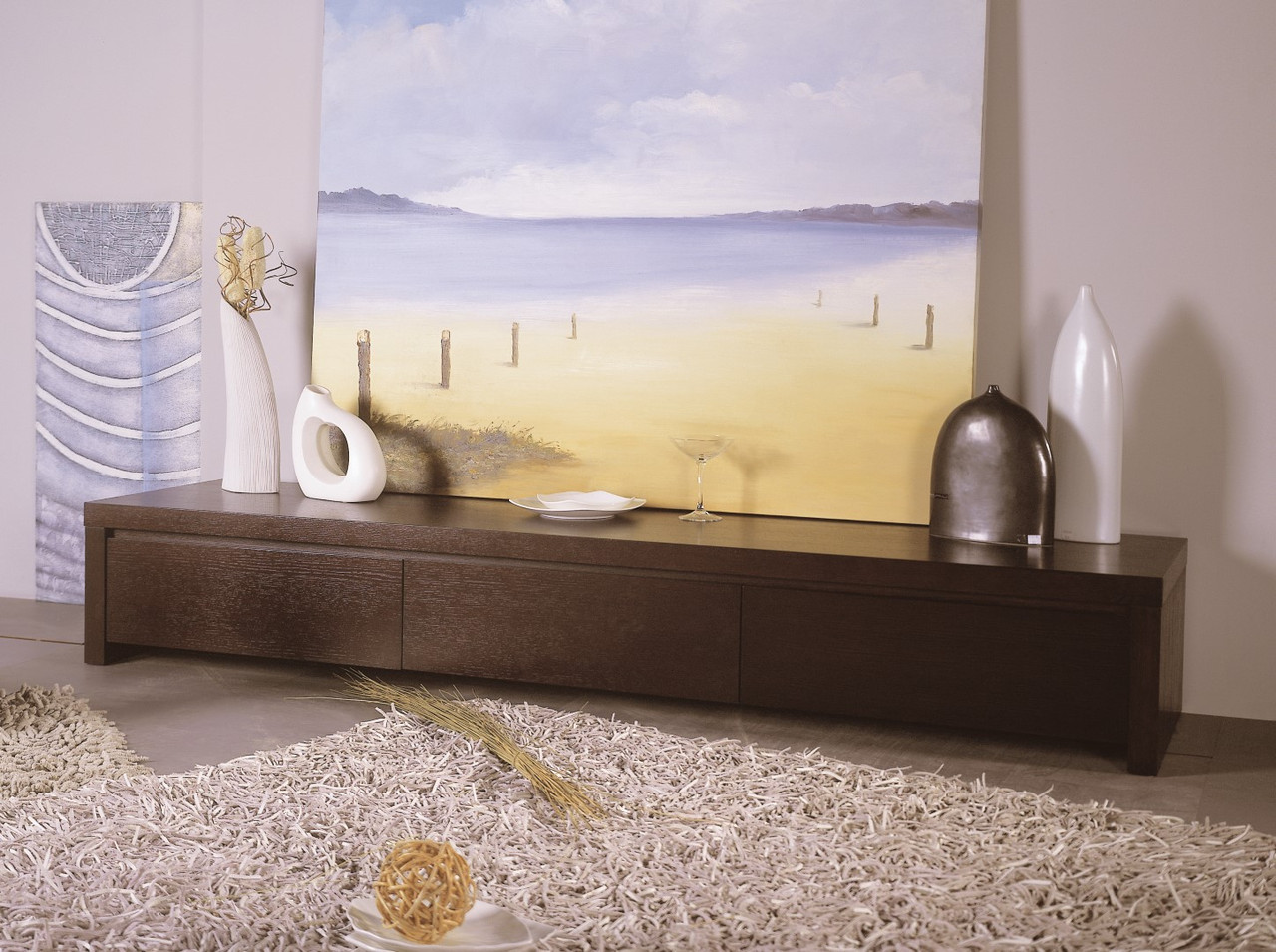 Slender 86" Oak Veneer TV Stand